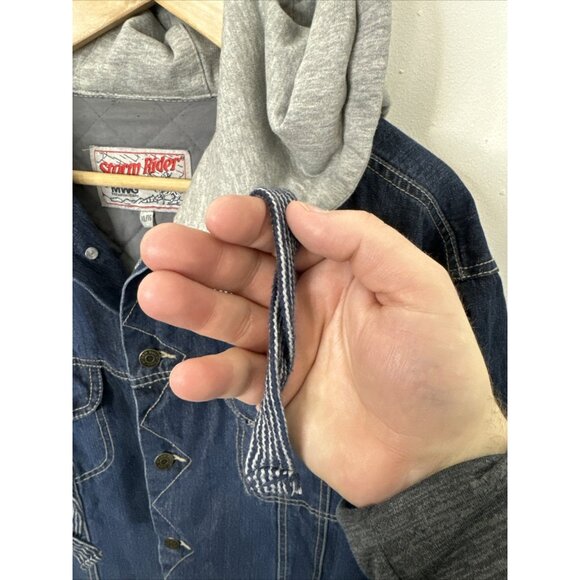 Vintage MWG Storm Rider Jean Denim Jacket Men XL Hooded Lined - Picture 3 of 8